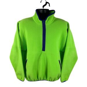 Vintage Penfield Fleece Sweater Bright Green Retro 1/2 Zip Size Large USA Made
